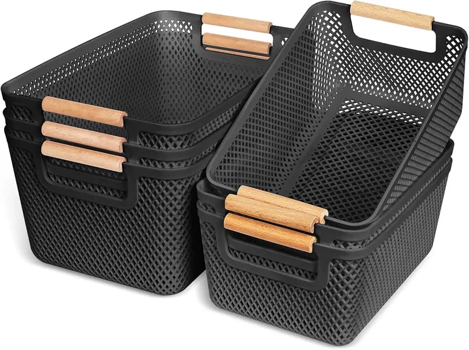 6 Stück Aufbewahrungsbox Schwarz, Aufbewahrungsboxen ohne Deckel