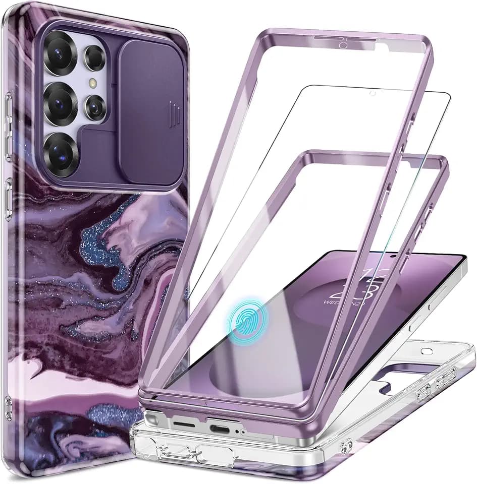 GVIEWIN for Samsung Galaxy S25 Ultra Case Slide Camera Cover 2 Front Frames