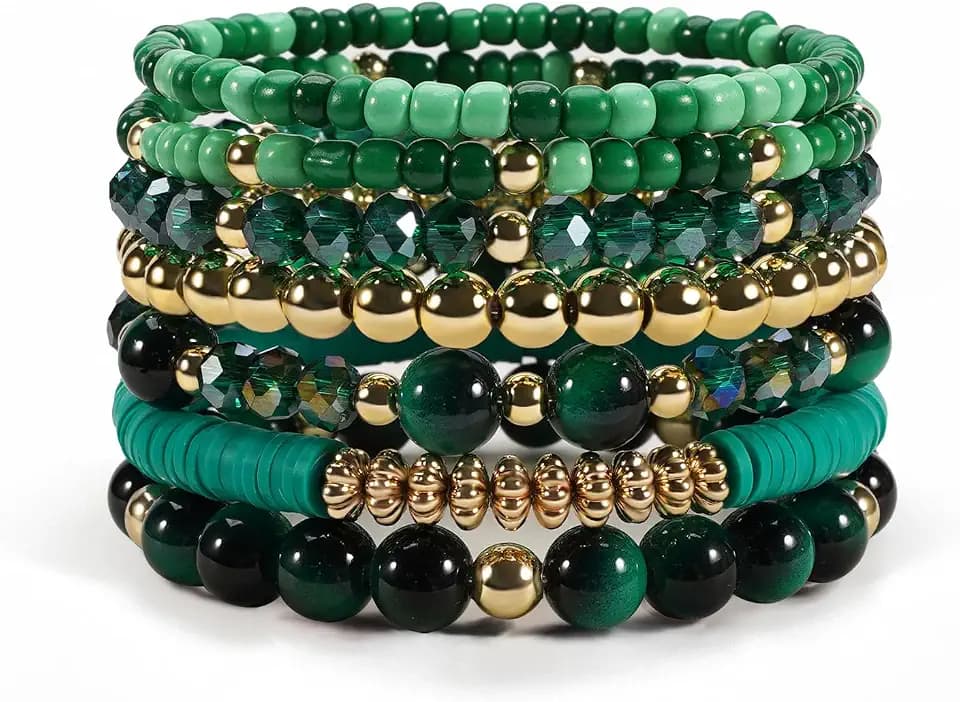 Boho Wooden Beads Bracelets Bohemian Bracelet Stack for Men Women Wood Beaded Bracelet Set