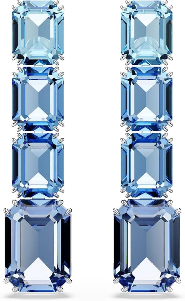 Swarovski Millenia Drop Earrings, Octagon Cut, Color Gradient, Blue, Rhodium Finished