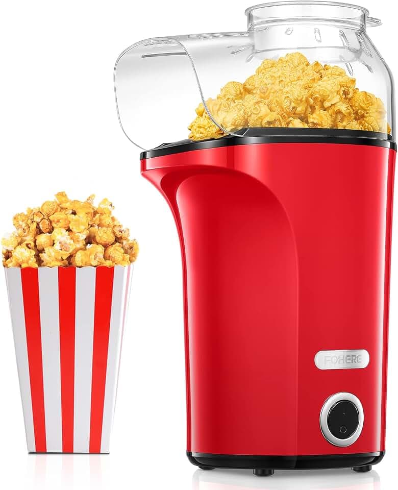 Popcornmaschine 1400W, 120g/4L Große Kapazität, Heißluft Popcorn Maker