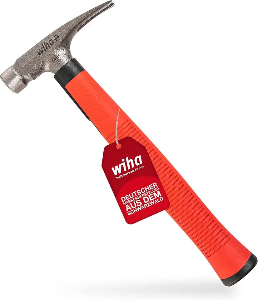 Wiha Elektriker Hammer 300g (42071), Werkzeug für Elektriker für elektrische Arbeiten, flacher Boden des Hammerstiels zum Platzieren von Kabeln und Dübeln