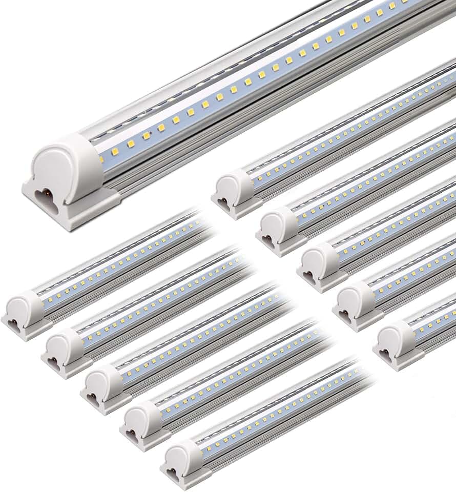 Barrina T8 LED Shop Lights 4FT, 40W 5500LM 5000K, High Output, 10 Packs