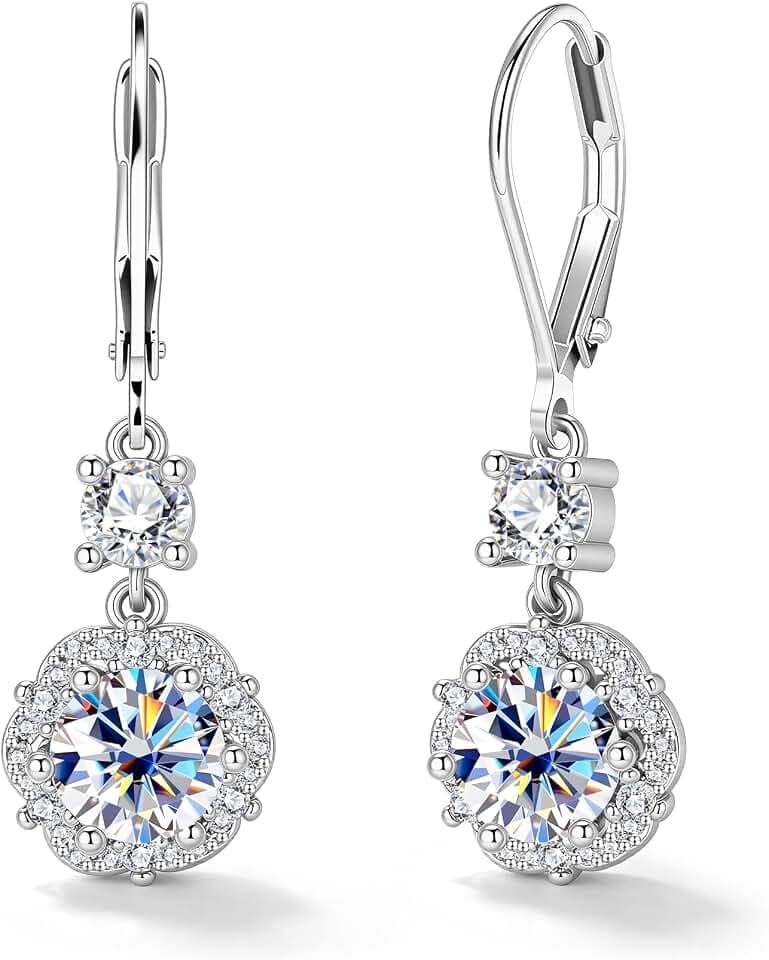 2ct Moissanite Dangle Earrings for Women Moissanite Drop Earrings