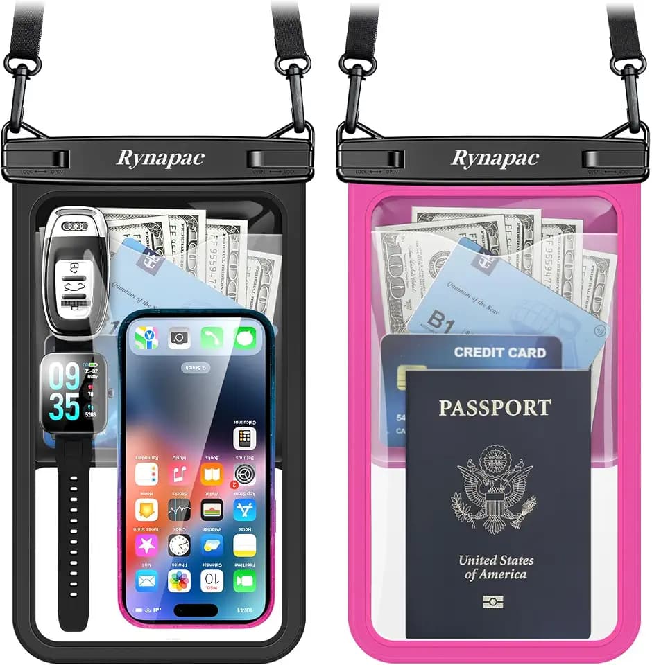 Rynapac Large Waterproof Phone Pouch Up to 10", 2 Pack IPX8 Protector Pouch