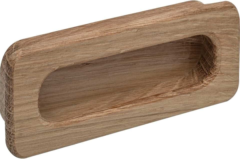 Griffmuschel Cidras Breite 110mm, Schiebetür Griffmulde aus Holz, Muschelgriff Einlassmaß 102x42mm, Eiche roh