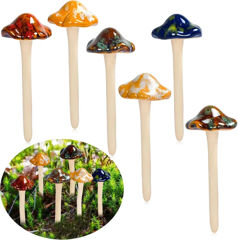 ENVEL Garten Deko Pilze, Fairy Garden Pilze Keramik [4 Farbe 6 Stücke]