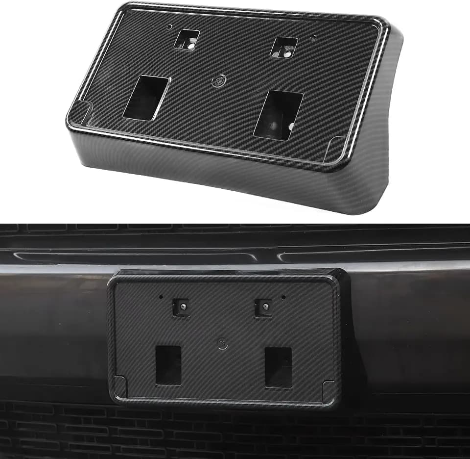 Voodonala for Challenger Front License Plate Frame Mounting Holder Cover Bracket for 2010-2023 Dodge Challenger Accessories, Number Plate Holder Registration Plate Frame Cover,ABS Carbon Fiber