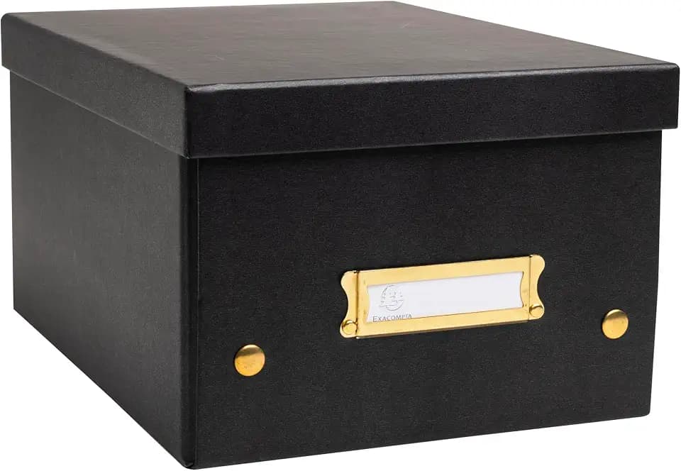 Exacompta - Ref. 62251E – Karton mit 5 Neo Deco Aufbewahrungsboxen – flach verpackt – einfacher Aufbau durch Druckknöpfe – Format A5 – Maße 20 x 26 x 15 cm – Farbe Schwarz