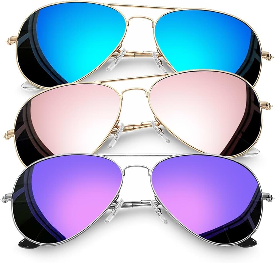 Joopin 3 Pack Aviator Sunglasses for Women Men UV Protection Teardrop