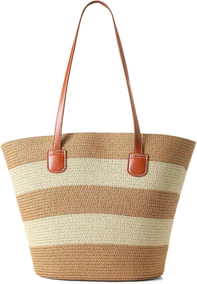 Straw Bags For Women | Travel Straw Totes Bag, Summer Woven Shoulder Bag Handbag