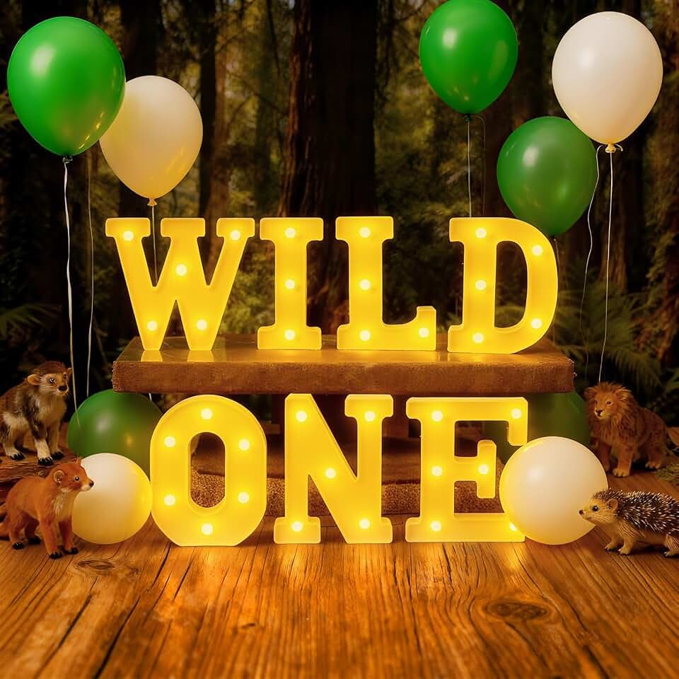 Honoson 7 Pcs Wild One Birthday Party Decorations Wild One Neon Light Sign