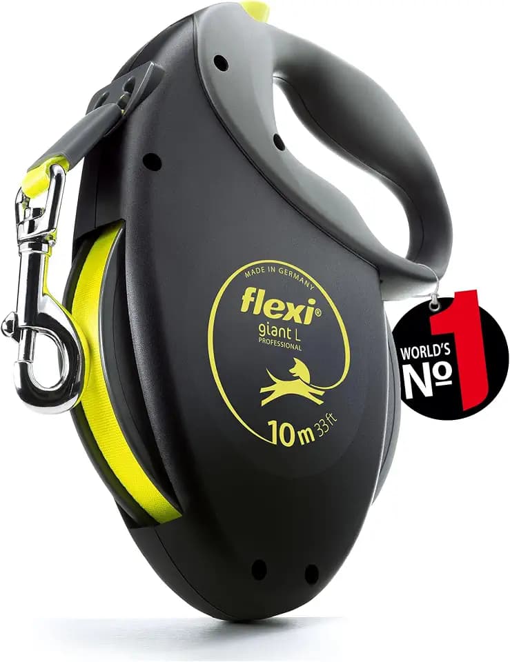 flexi® Giant Professional L Hunde Roll-Leine, 10m Gurt, schwarz/neon-gelb