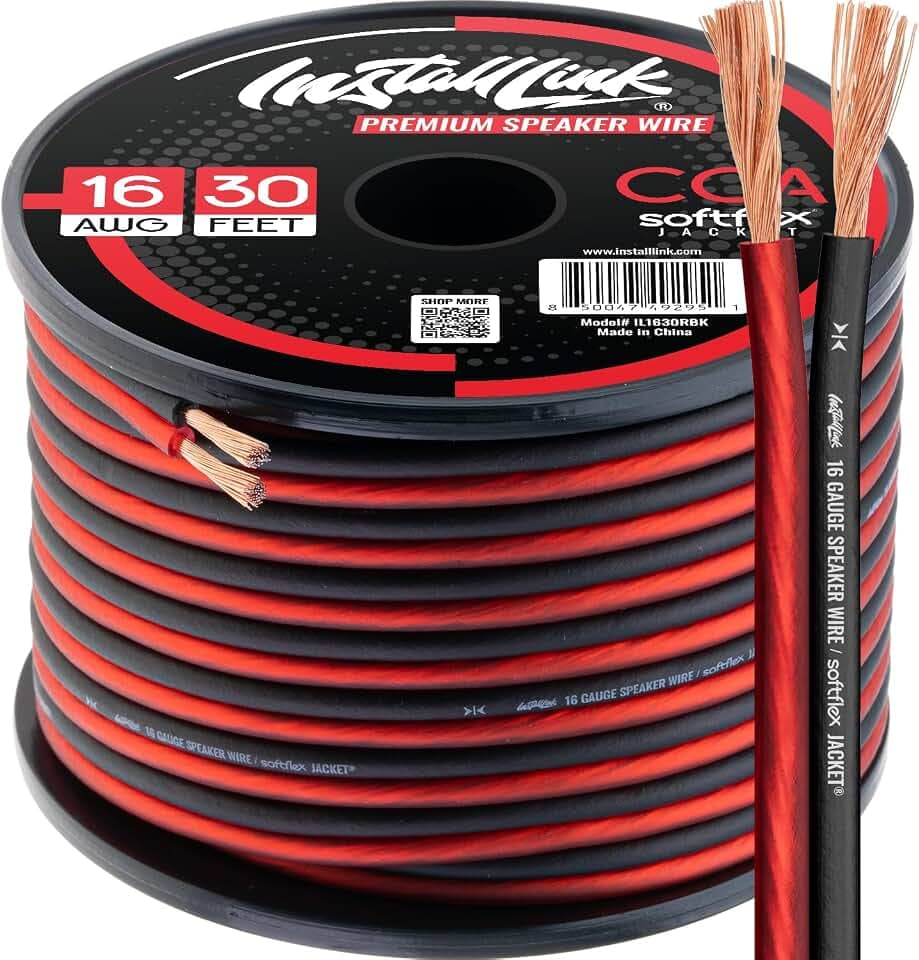 Install Link 16 AWG Gauge Speaker Wire (30 Feet) Car or Home Theater (CCA)
