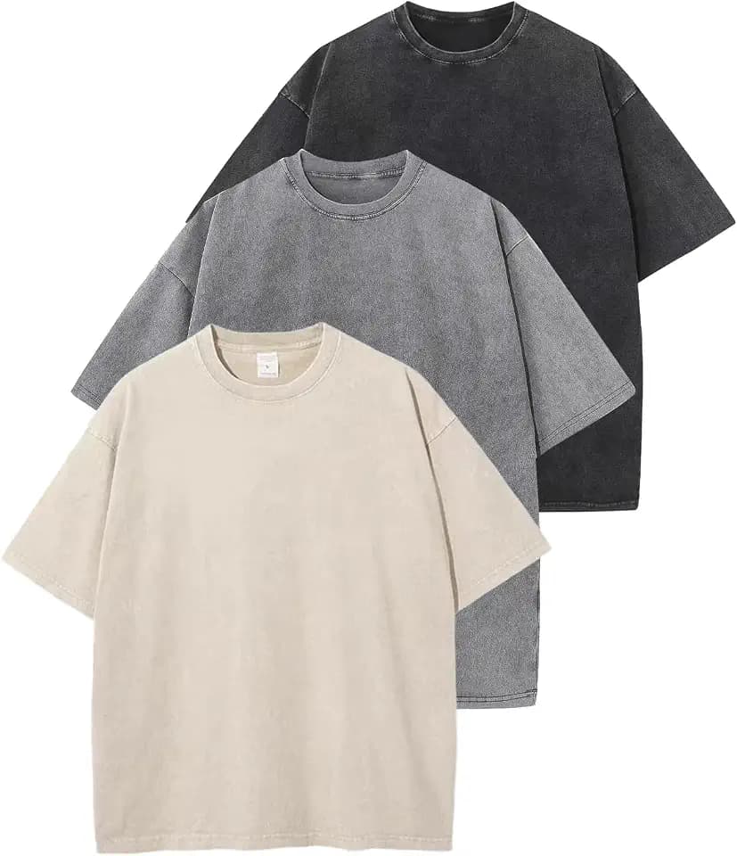 Arssm Men Oversized T Shirts Vintage Tee Loose Fit Short Sleeve Casual Streetwear Baggy Washed Unisex Tops