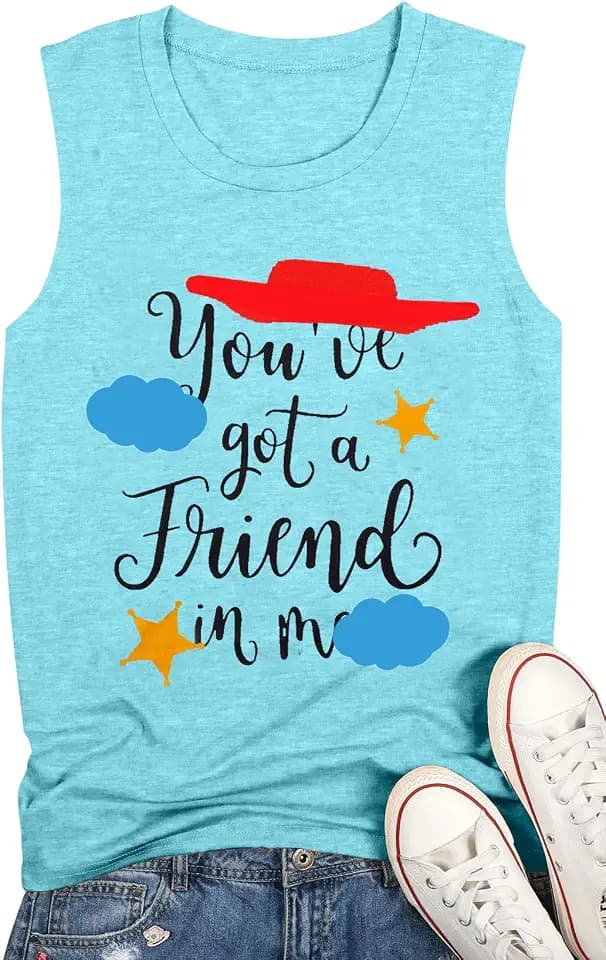 SUPEYA Youve Got A Friend in Me Tank Top for Women Funny Letter Print Shirt Cute Graphic Short Sleeve Tees Tops
