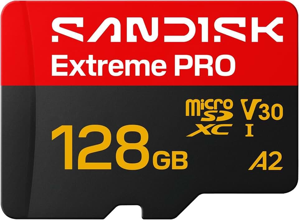 SANDISK Extreme PRO microSDXC 128 GB, UHS-I-Karte + SD Adapter (bis zu 250 MB/s Lesen, bis zu 120 MB/s Schreiben, 5K, 3K, 4K UHD, C10, V30, U3, A2)