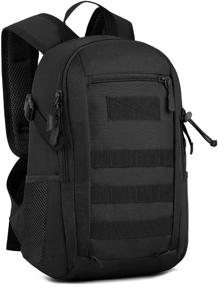 HUNTVP 10L Tactical Backpack Small Backpack Mini Daypack Military MOLLE Rucksack Gear Tactical Assault Pack Bag for Hunting Camping Trekking(10L-Black)