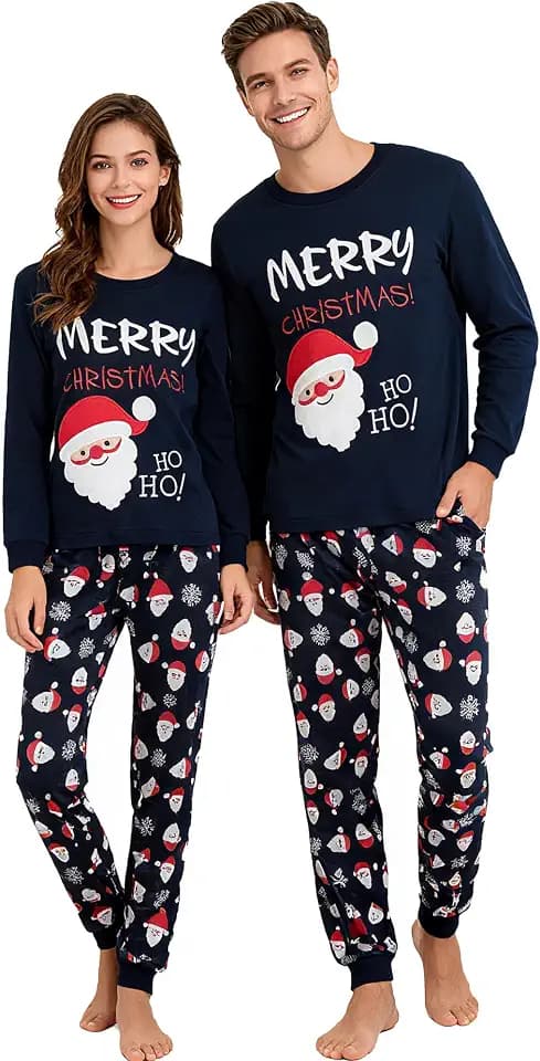 ELUTONG Herren Damen Weihnachts Pyjama 1 Stück, Paare Weihnachts Pyjamas Mit Langen Ärmeln für S-2XL