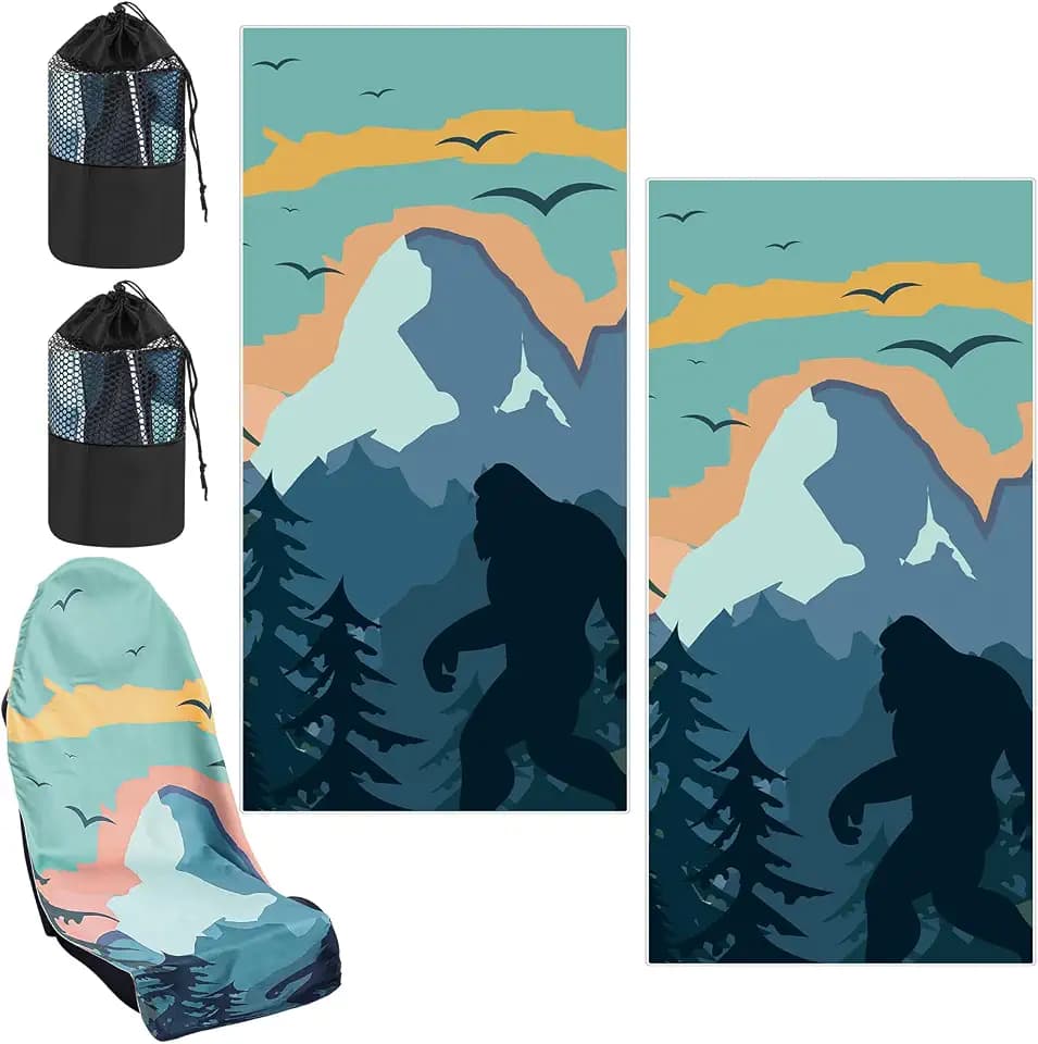 Hahafelt 2 Pack Car Seat Towel Cover with Storage Bag, Sasquatch