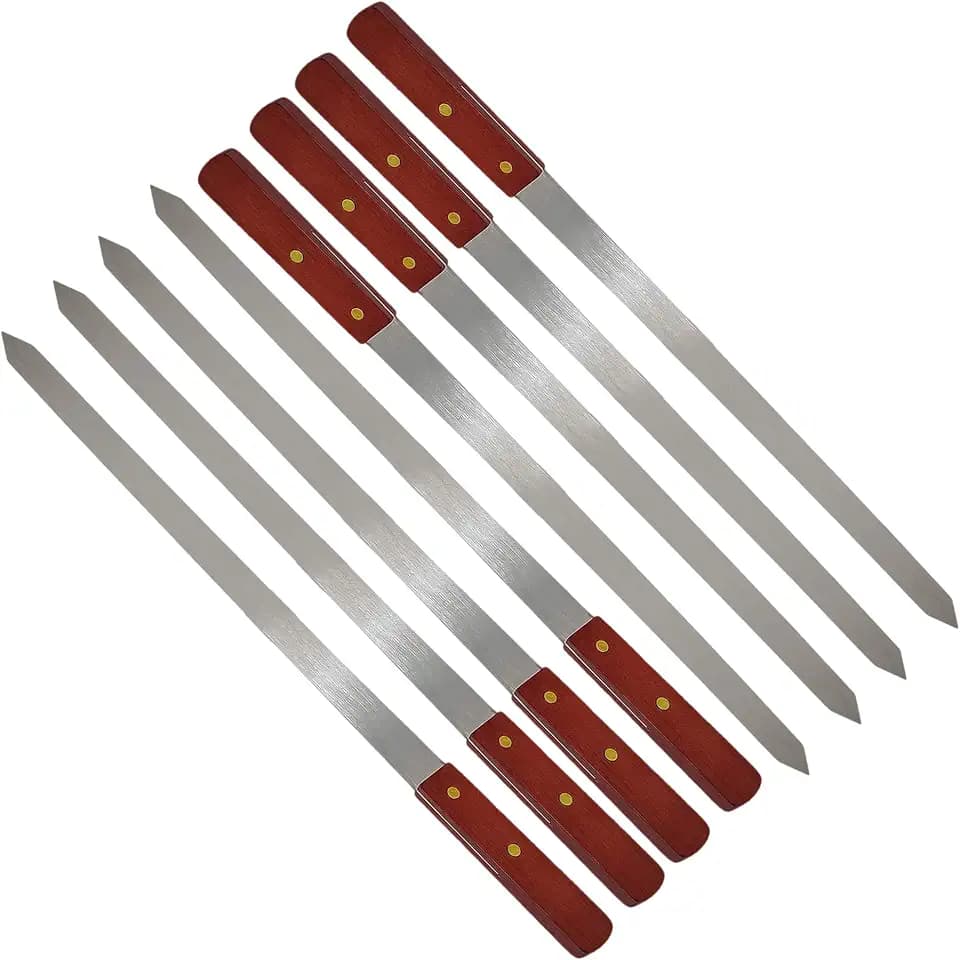8 flache Grillspieße aus Edelstahl, 60 cm, für Adana Kebab