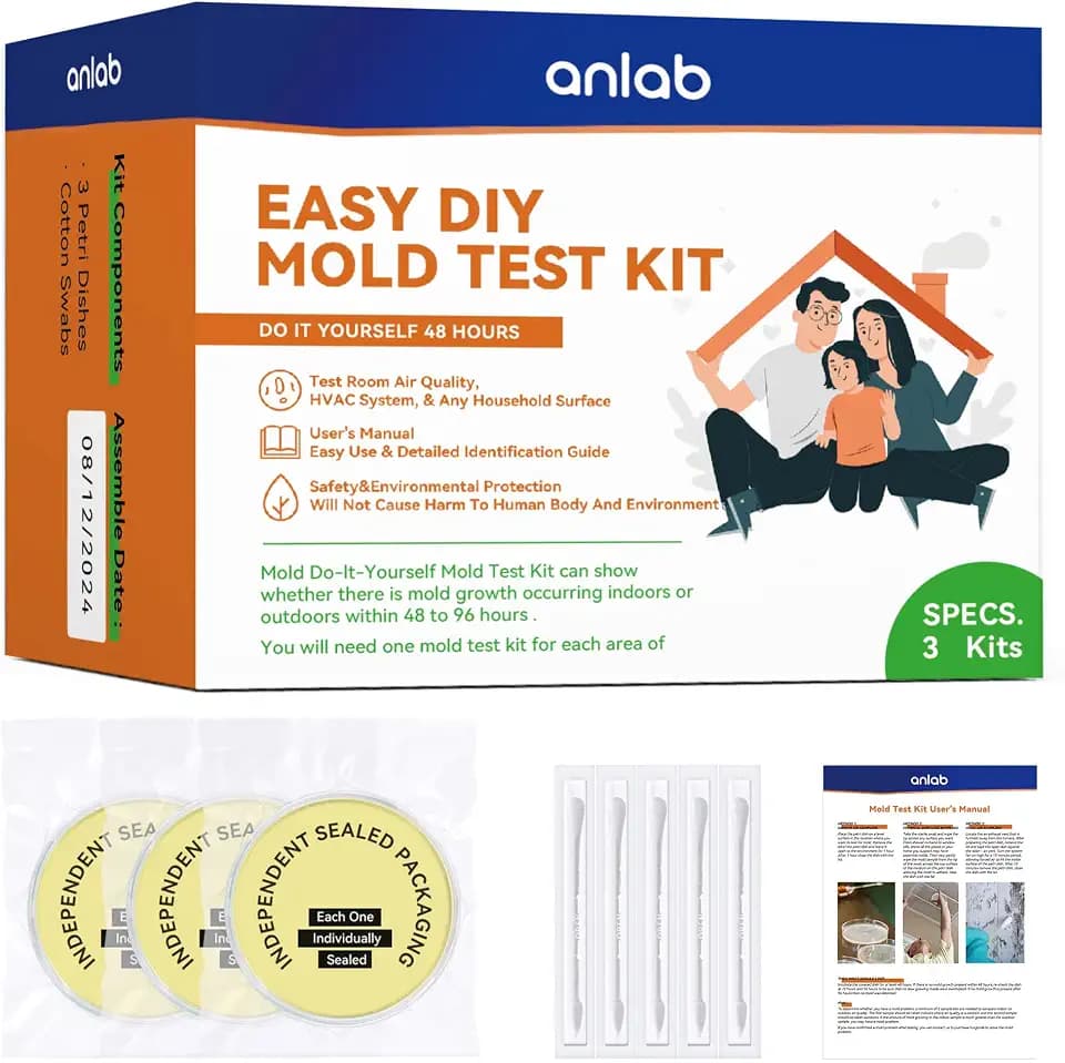 Schimmel-Test-Set für zu Hause – Schimmeldetektor zum Selbermachen | Testen Sie HLK-Systeme | Oberflächen zu Hause|Luftqualitätsprüfset für den Innenbereich–Identifikationsanleitung(Items of 3)）