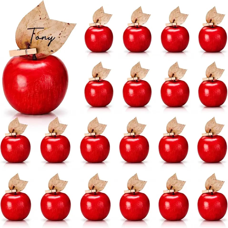 Junkin 24 Set Rosh Hashanah Apple Place Card Holder 48 Pcs Leaf Name Cards