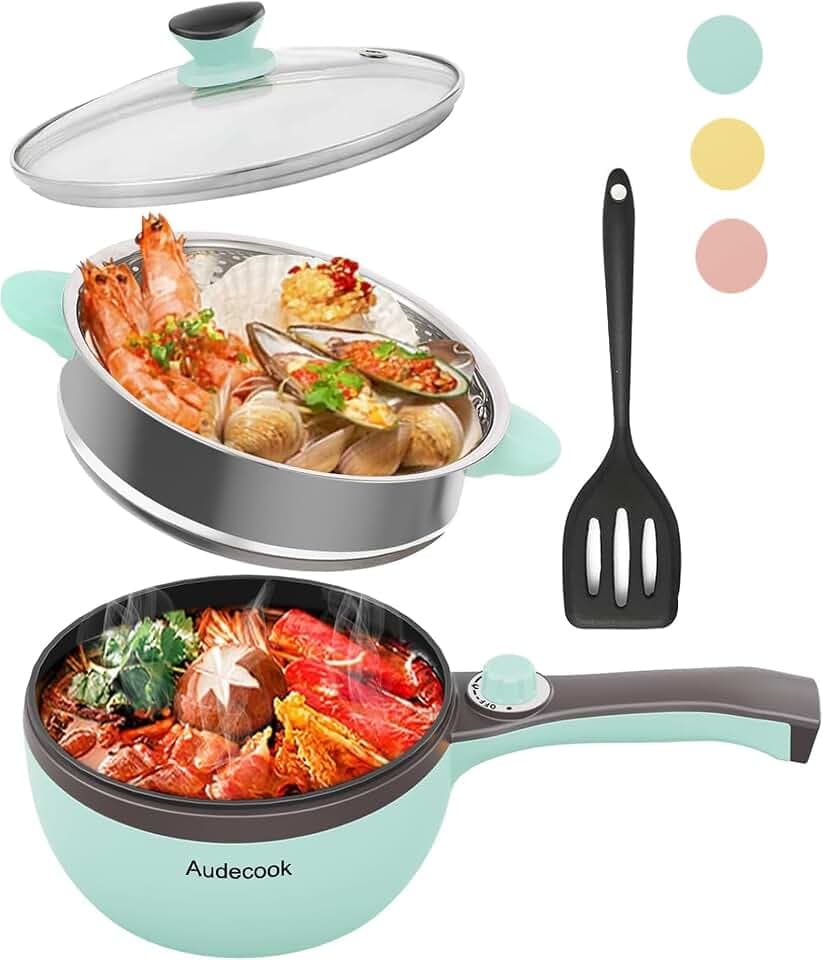 Audecook Elektrische Hot Pot Tragbarer Kochtopf Mini Elektrisch Hotpot