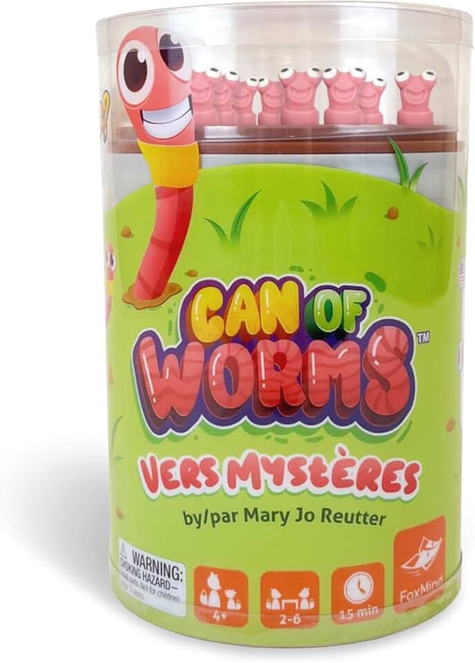 FoxMind Can of Worms Quick Math Game, On The Go Educational Preschool Game for Kids, 15 Minute Worm Toy Kids Board Games, Family Games and More