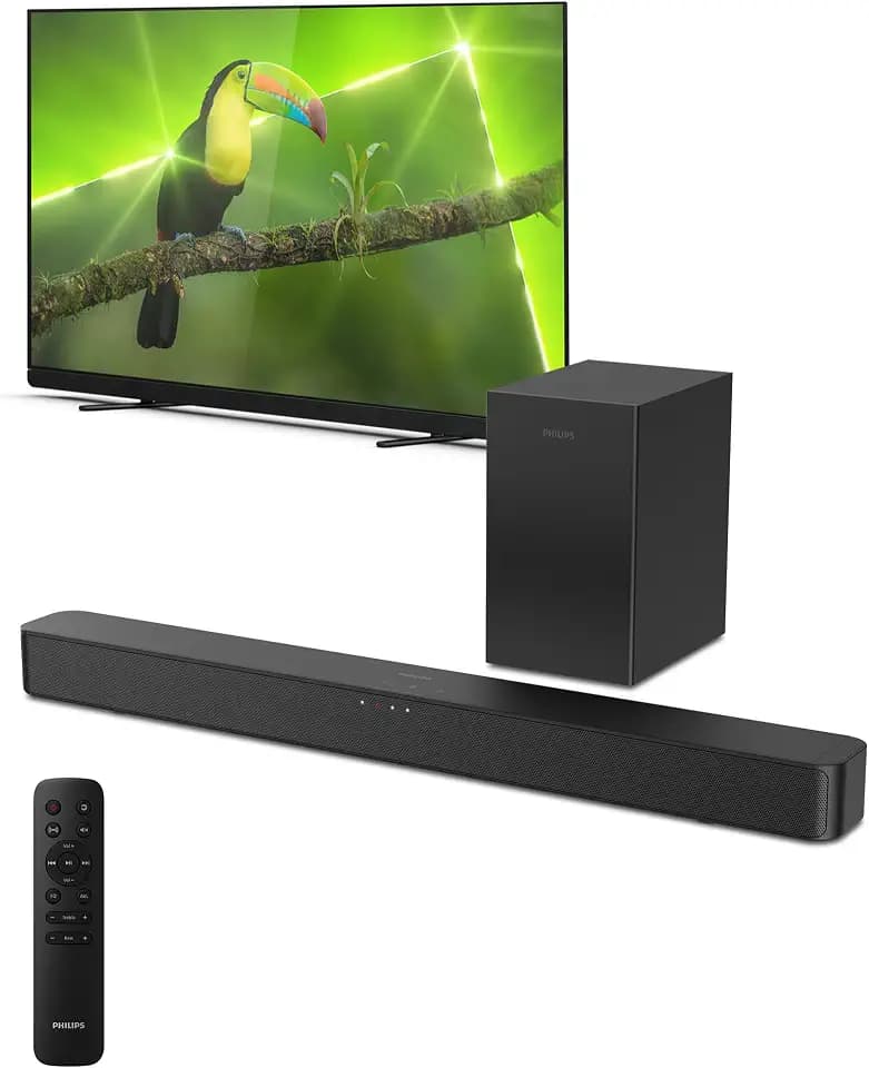Philips B4500 2.1 Channel Soundbar with Wireless Subwoofer - Bluetooth, HDMI ARC, Roku TV Ready, 140W Max Power, Black