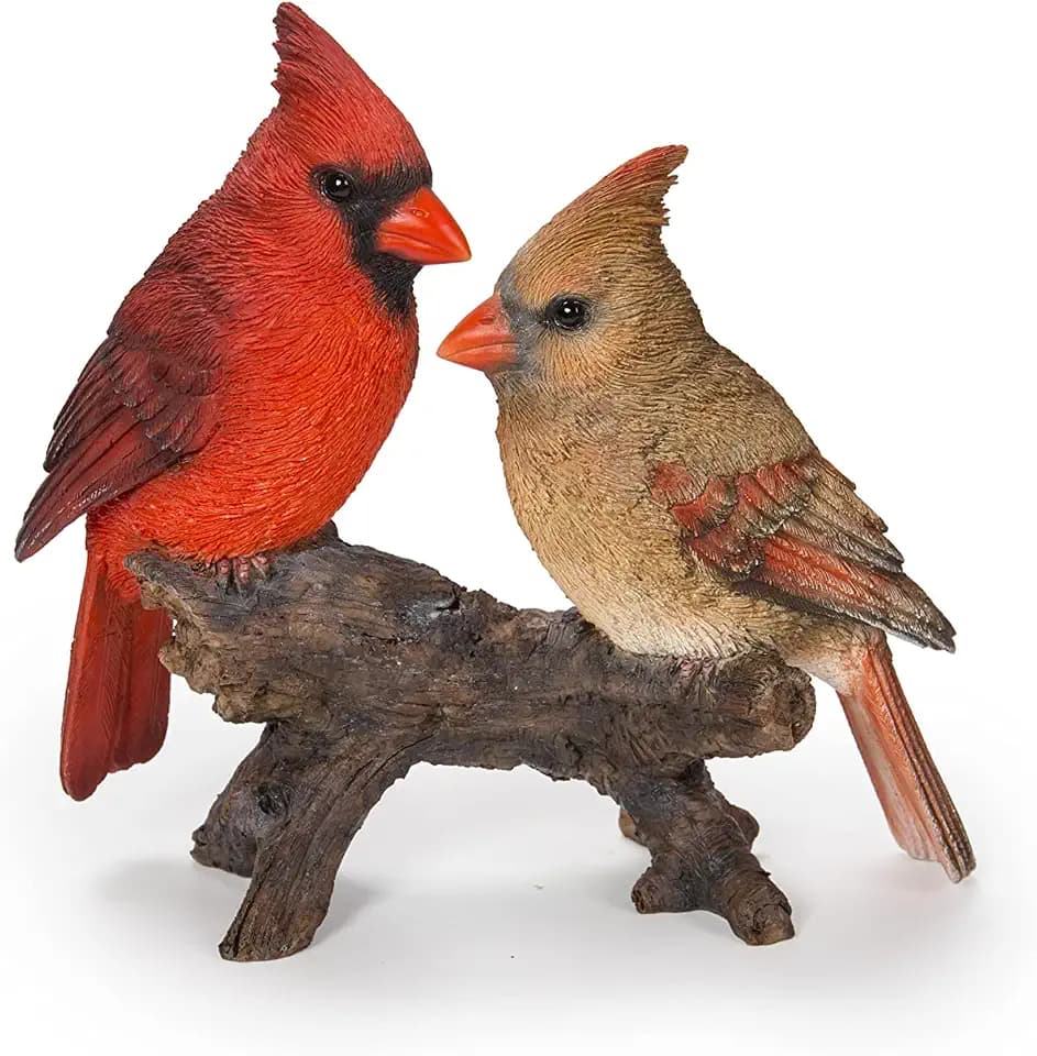 HI-LINE Gift Cardinal Couple on Stump Garden Statue, Multicolor