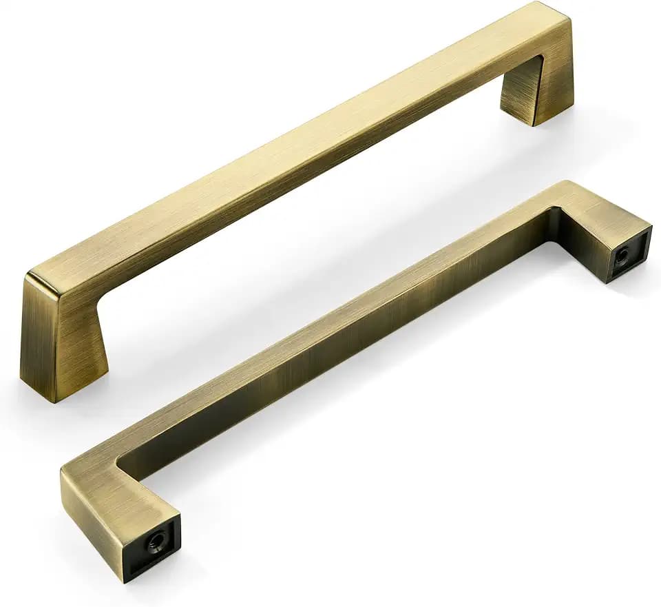 khtumeware 10 Pack 6.25 Inch(160mm) Kitchen Cabinet Handles,Brushed Antique Brass Cabinet Pulls Kitchen Cabinet Hardware, Furniture Pulls for Bathroom Cupboard Drawer Handles Dresser Pulls
