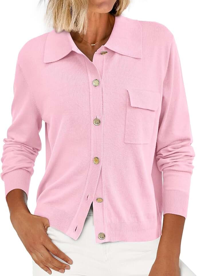 PRETTYGARDEN Long Sleeve Button Down Lightweight Cardigans for Women