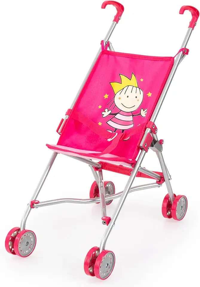 Bayer Design 30182AA Puppenbuggy Doppelräder Sicherheitsgurt faltbar aus Metall, rosa, 51x27x55 cm