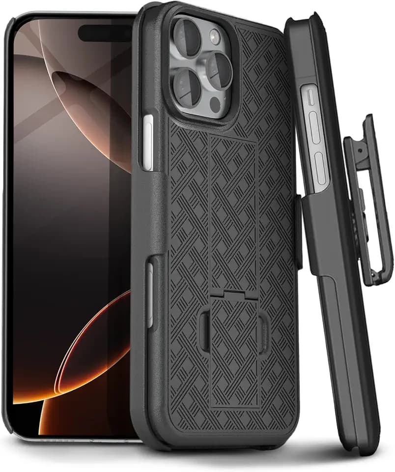 MOTIVE for iPhone 16 Pro max Case with Belt Clip, Rigid, Kickstand | 6.9"