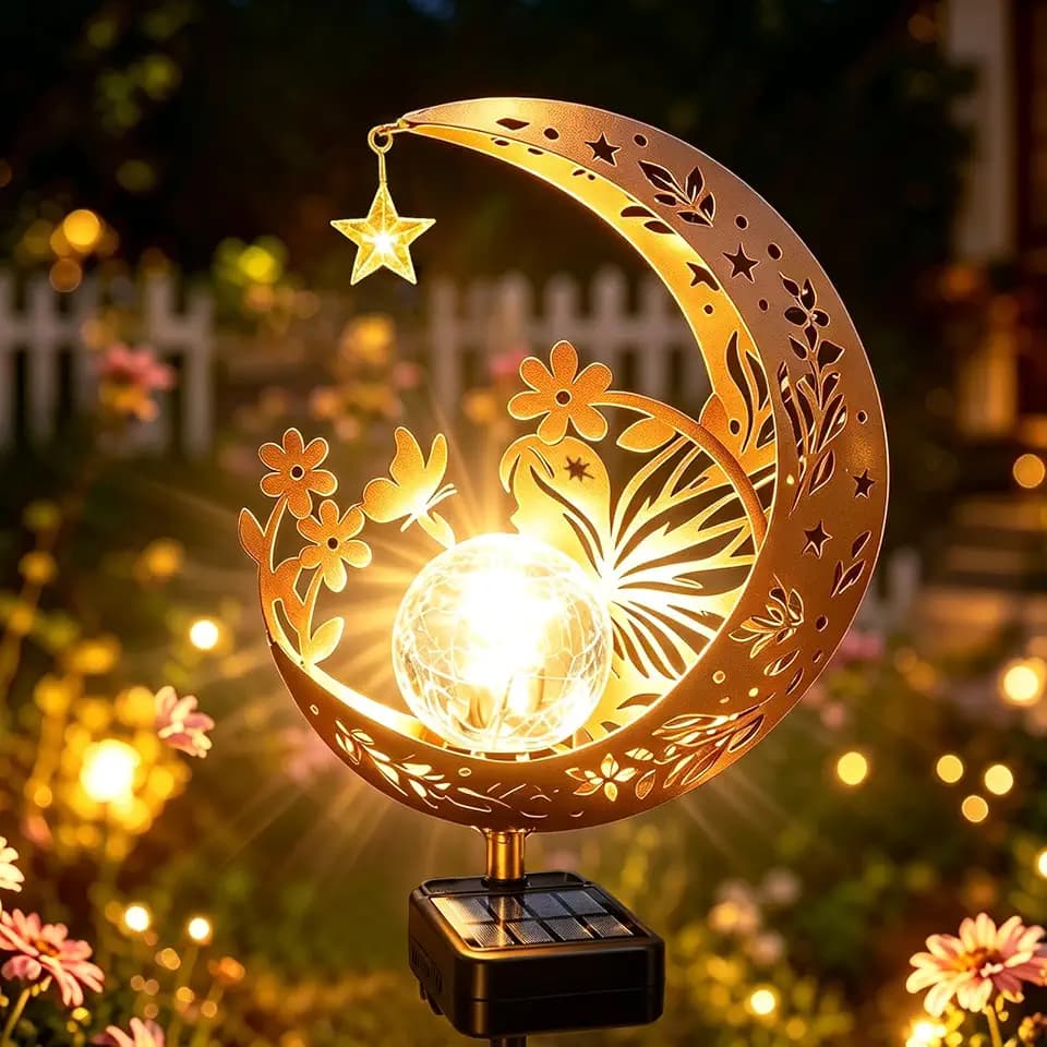 Solar Garden Decor Outdoor Statue, Moon Fairy Garden Figurines for Mom Women Grandma Solar Stake Lights for Patio, Yard, Lawn, Pathway (Warm White)