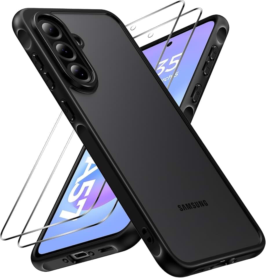 caslord Hülle für Samsung Galaxy A57 5G mit 2 Stück Panzer Schutz Glas, [Kameraschutz] [Stoßfest] Handyhülle, Matt Durchscheinende Rückseite Anti-Fingerabdruck Schutzhülle Case, Schwarz