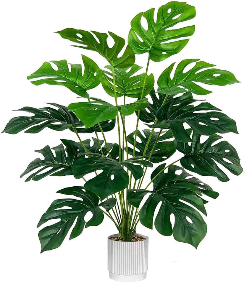 Laelfe 81 cm Kunstpflanze Monstera im Topf, 24 Blätter
