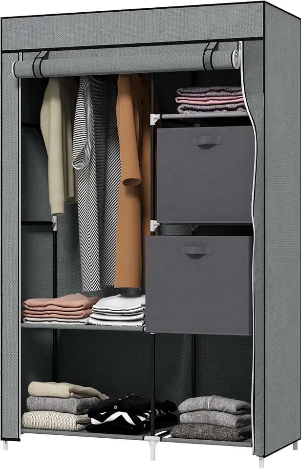 HOMCOM Kleiderschrank mit Schubladen 102 x 42,5 x 162,5 cm Dunkelgrau