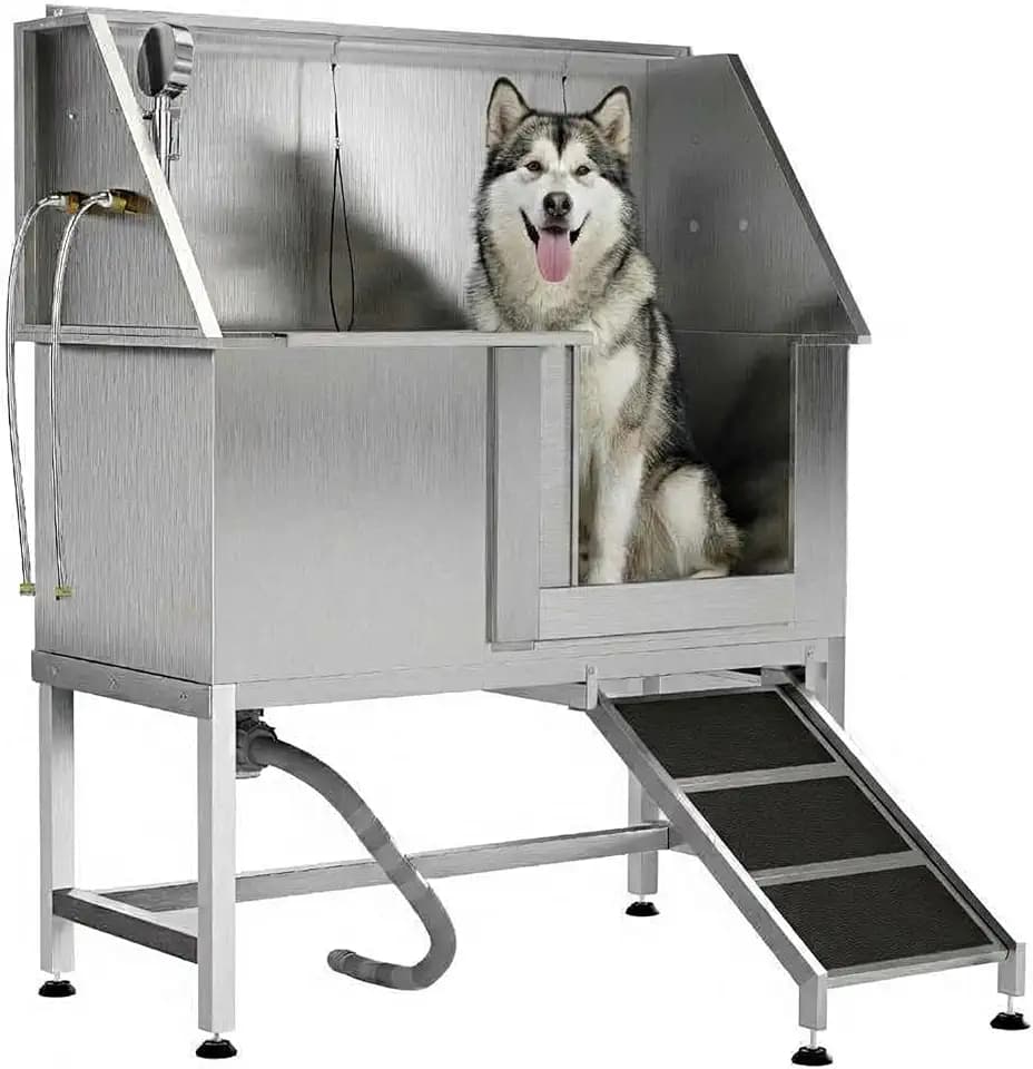 Garvee 50in Stainless Steel Dog Washing Station with Ramp Pet Grooming Tub