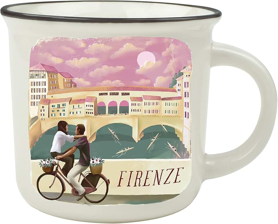 LEGAMI - Porzellan Tasse Cup-Puccino,Thema Firenze, Tasse aus Porzellan New Bone China, Frühstückstasse, Weltstädte, Tasse Kaffee Tee, spülmaschinenfest, Durchmesser 10 cm, Fassungsvermögen 350 ml