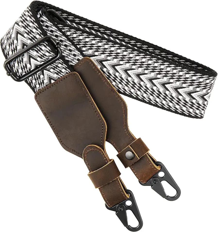 Two Point Rifle Sling,Nylon Gun Slings with Double Layer Crazy Horse Leather Ends and Tri-Lock Swivel for Hunting and Outdoor Sports