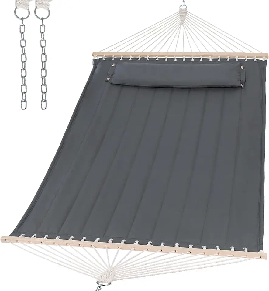 SUNCREAT Heavy Duty 2 Person Hammock for Indoor, Outdoor, Gray