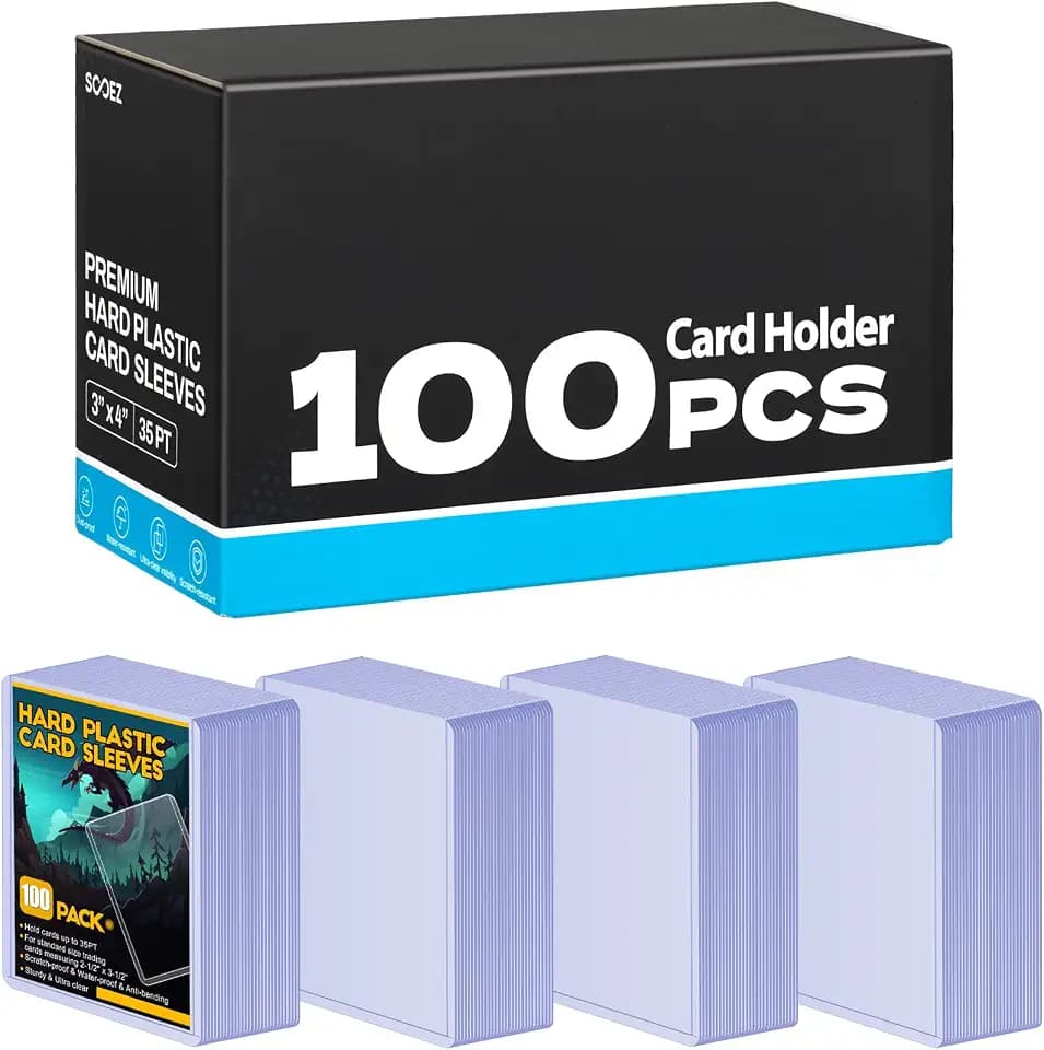 Sooez 100 Card Sleeve Hard Plastic Card Holder for Baseball Card 3"x4" 35PT