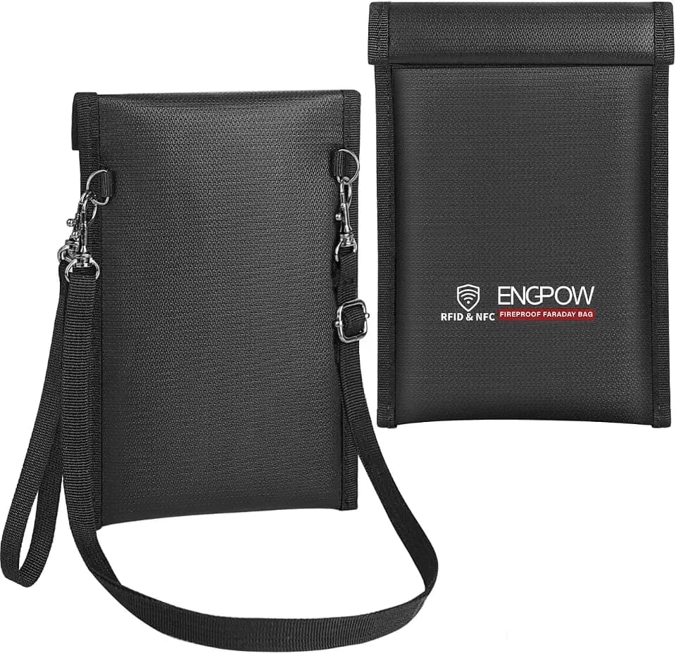 ENGPOW Military Grade Faraday Bag for Phones, Signal Blocking Pouch Black