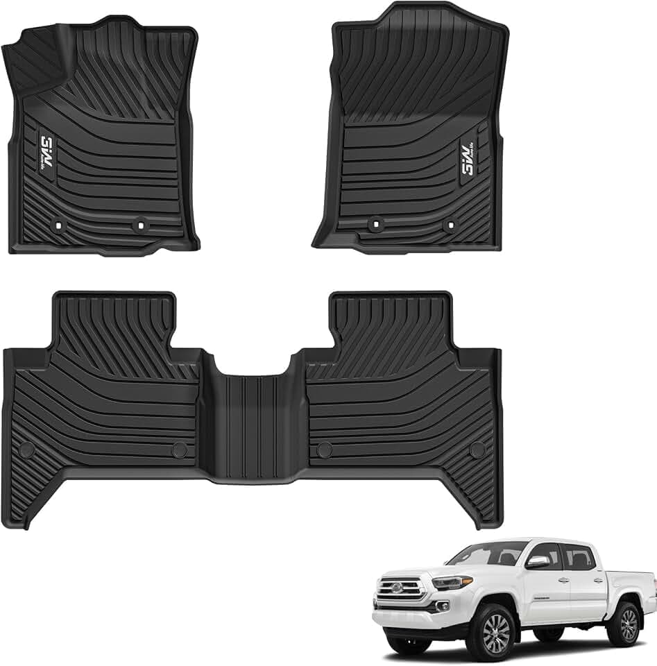 3W Floor Mats Fit 2016-2023 Toyota Tacoma Double Cab, Automatic