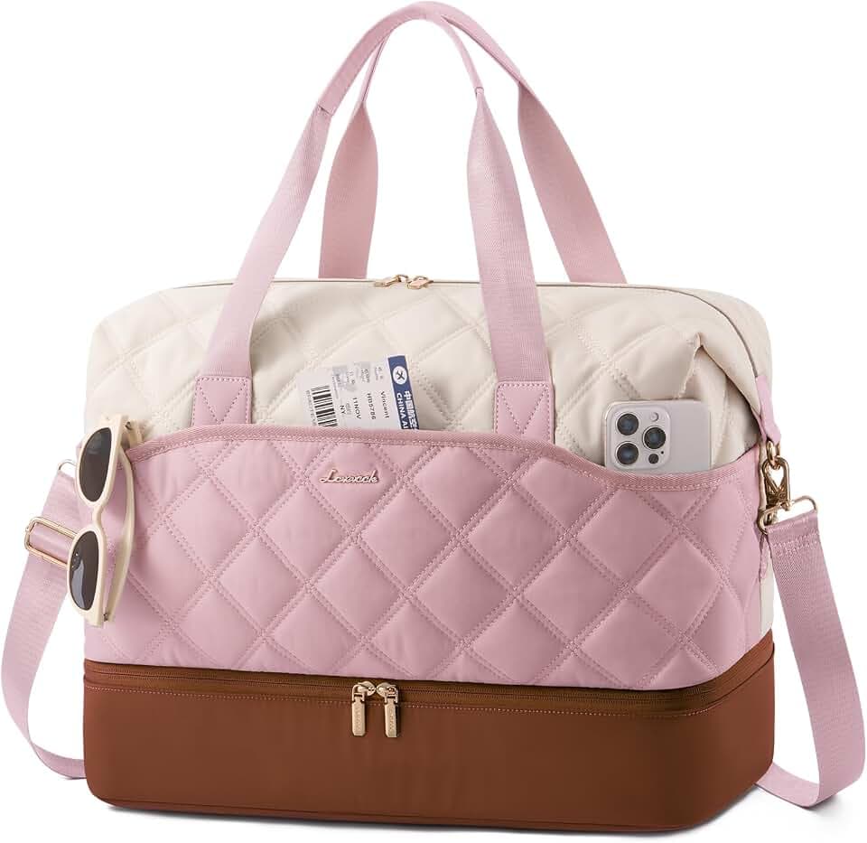 LOVEVOOK Travel Carry On Bag for Women, Lightweight Weekender Bags with Shoe Compartment, Wet Pocket, Hospital Overnight Bags for Women Labor Delivery, Personal Item Duffle Bag for Gym, Sport