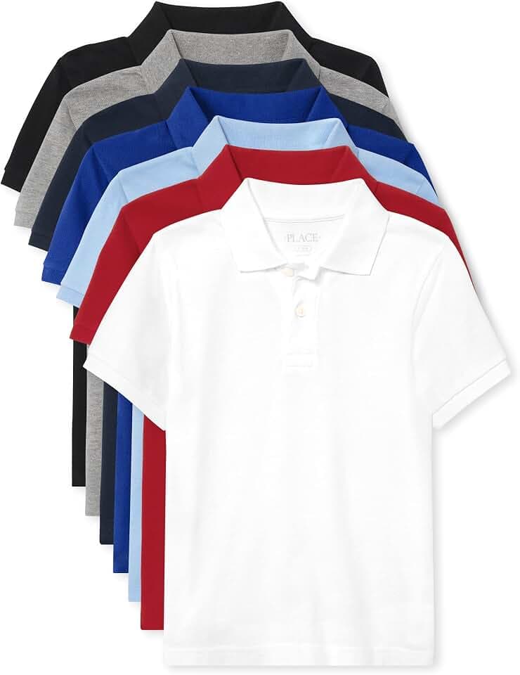 The Children's Place Boys' Short Sleeve Pique Polo, 7 Pack