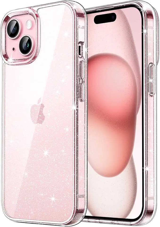 JETech Glitter Case for iPhone 15, Clear