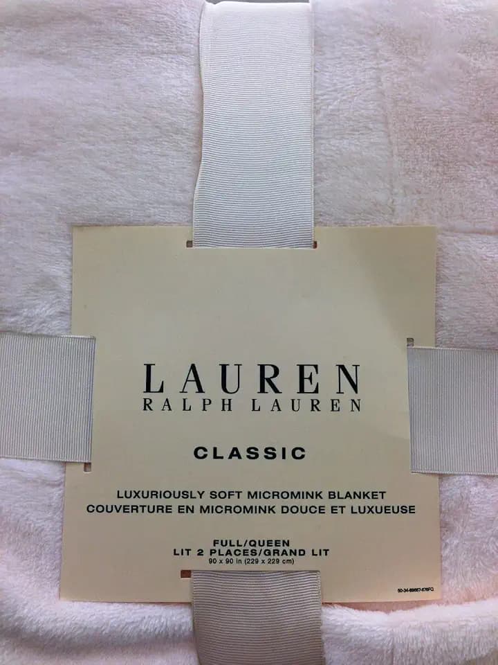 Lauren Ralph Lauren Classic Micromink Blanket - Creme - Full /Queen